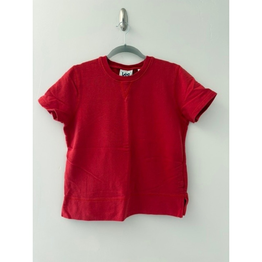 Vintage Lee Sport Red Short Sleeve Sweatshirt Crewneck V-Stitch Top Small